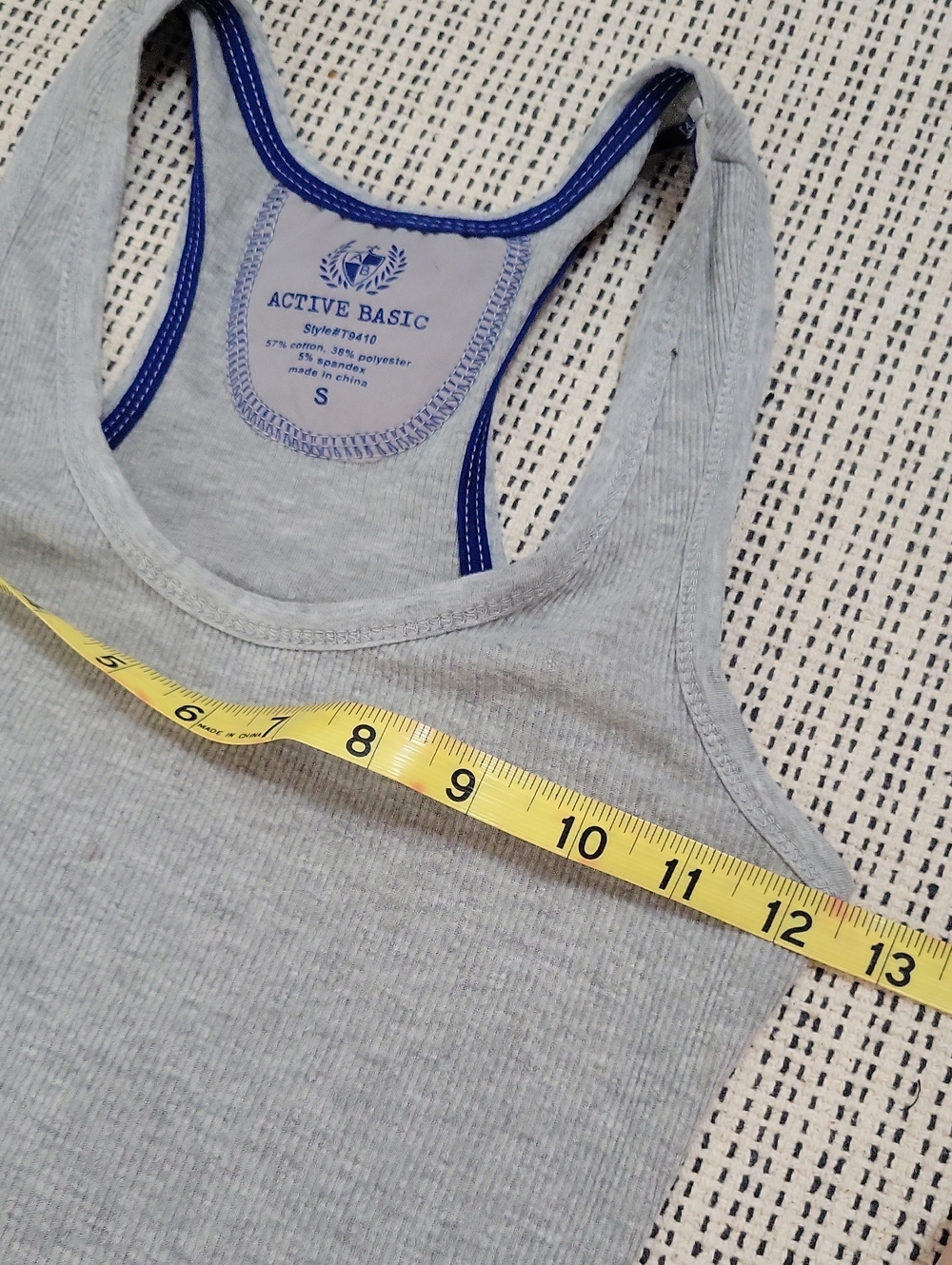 Active Basic Racerback Gray Ribbed Tank with Gray Trim Small - Picture 6 of 8